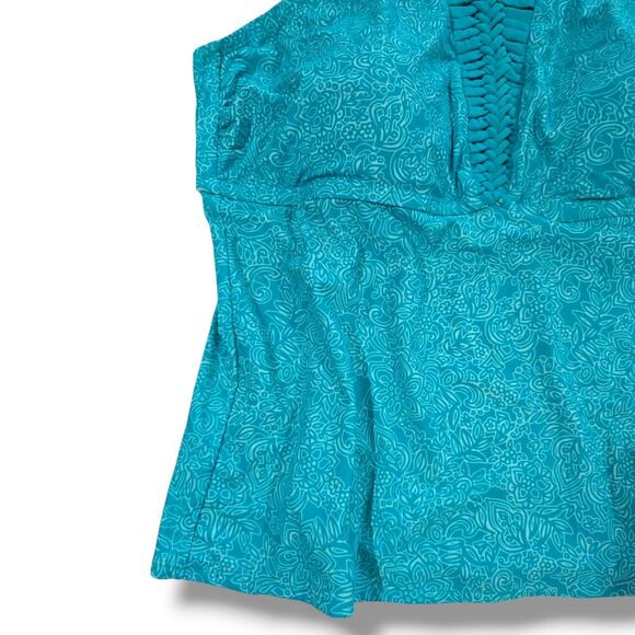 Catalina Women’s Plus Size Blue Tankini Top 3X Padded Adjustable Straps - Picture 2 of 9